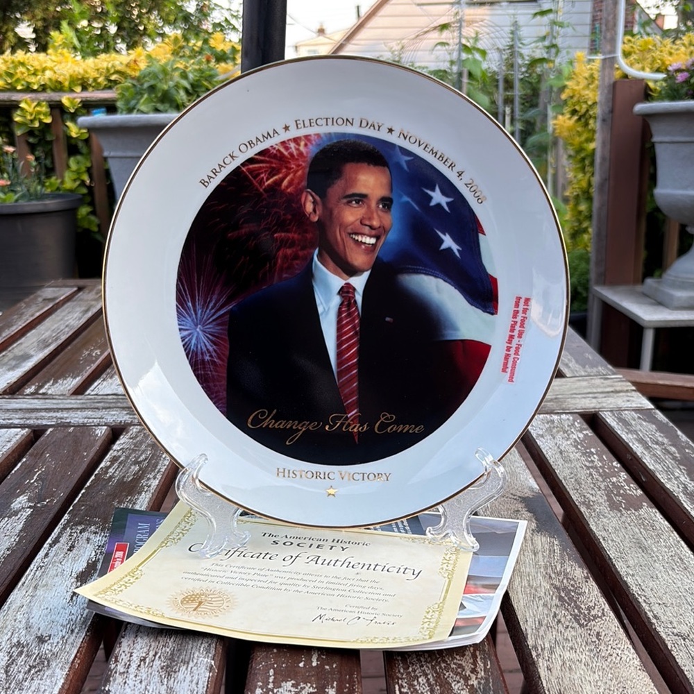 Barack Obama Election Day 2008 Change Has Come Victory Commemorative Plate 11 in